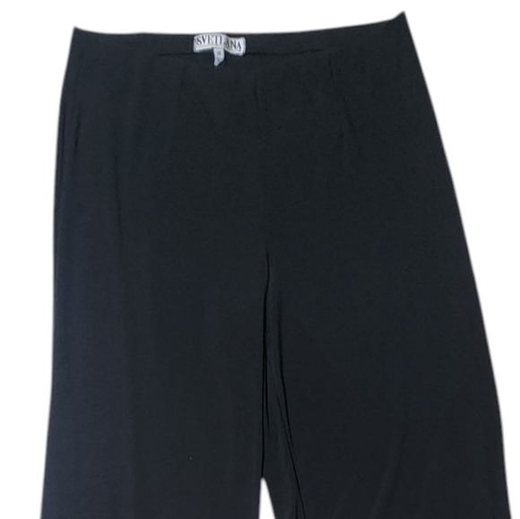 Svetlana Crepe Pull On Elasticized Wide Office Pants Sz 10 Black - Picture 3 of 8